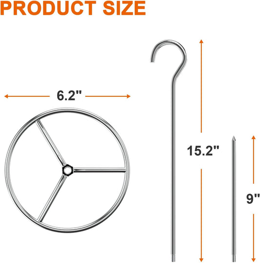 Vertical Skewer Turkey Fryer Stand Kit, Al Pastor Skewer with Removable Size Spikes (1 Base, 1 Skewers and 1 Chicken Hangers), Turkey Hanger Chicken Rack for Grill Meat, Stainless Steel