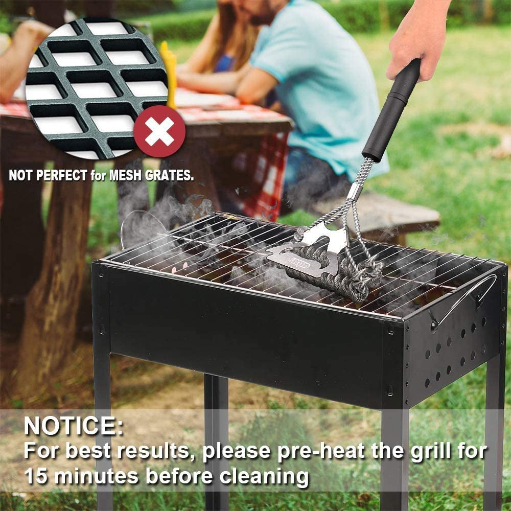 Grill Brush for Outdoor Grill Bristle Free - Safe BBQ Grill Cleaner Brush - 17" BBQ Brush for Grill Cleaning Kit -Stainless Grill Cleaning Brush BBQ Grill Accessories Tools- Gifts for Men Dad