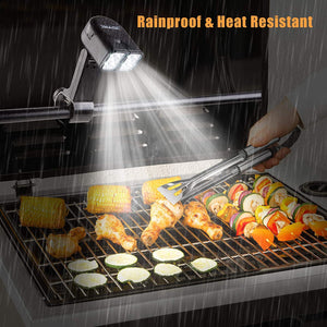 Grill Light,  BBQ Lights for Grill with 10 Super Bright LED Lights, Adjustable Handle with 360 Degree Rotation, round & Square Bars Light on Any BBQ Pit, Grill Lights for Cooking and Outdoor Use