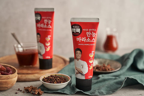 Image of Baek Jong Won Mala Hot Sauce 120G (4.87Oz) Spicy Sichuan Sauce for Noodles, BBQ, Asian Cooking by Korean Chief Paik (Pack of 2)