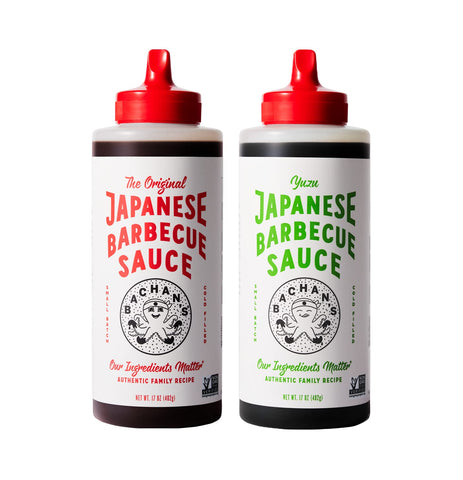 Image of Bachan'S Variety Pack Japanese Barbecue Sauce, (1) Original (1) Yuzu, BBQ Sauce for Wings, Chicken, Beef, Pork, Seafood, Noodles, and More. Non GMO, No Preservatives, Vegan, BPA Free