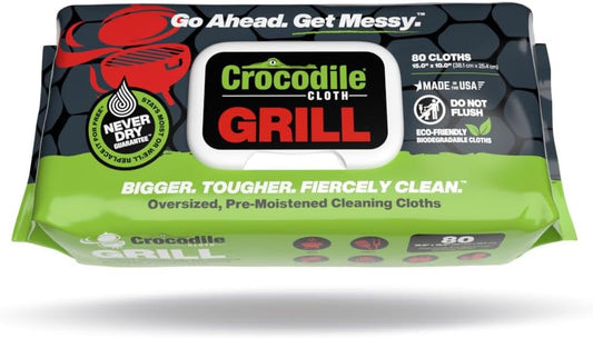 Grill Cleaning Wipes - Grill Grate and BBQ Disposable Wipes - Cut through Grease, Oil, Fat, and Dirt on Your Grill, Tools, Patio and More - 80 Giant Commercial Strength Wipes