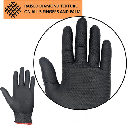 Black Disposable BBQ Grill Gloves Kit - 50 Heavy Duty Textured Grip and 2 Heat Resistant Reusable Liners Meat Pulling
