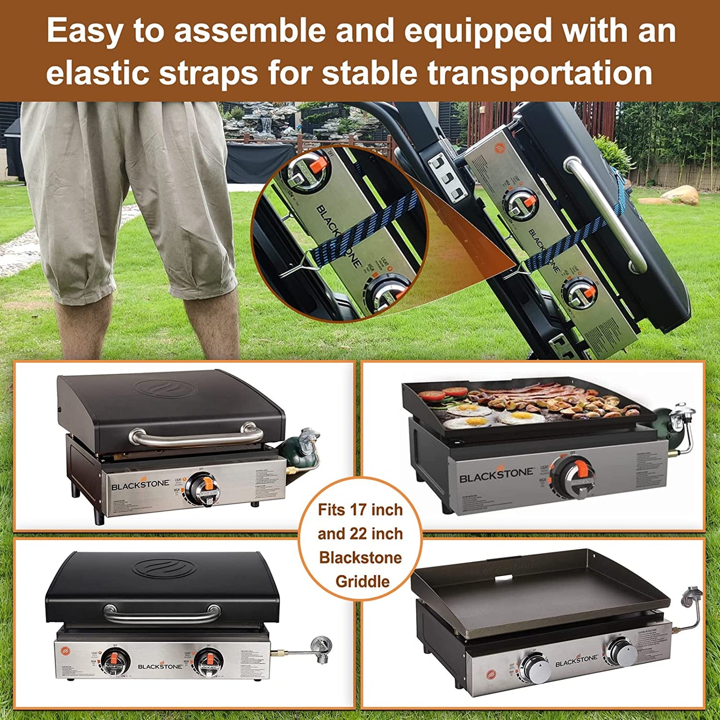 Portable Grill Cart for Weber Q1000, Q2000 Series Gas Grills and Blackstone 17” 22” Table Top Griddles, Portable Griddle Stand