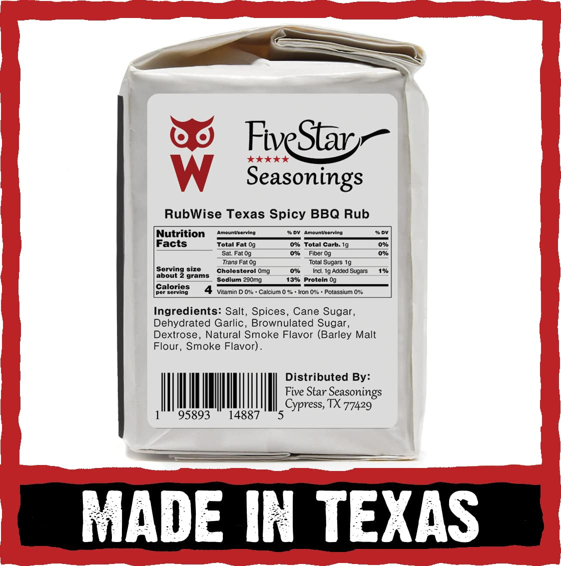 Texas Style Spicy Seasoning Rub & Brisket Rub by Rubwise | BBQ Rub & Spices for Smoking & Grilling | Dry Rubs | Great on Brisket, Steaks, Ribs, Burgers, Chops & Add Kick to Your Meat (1Lb Eac