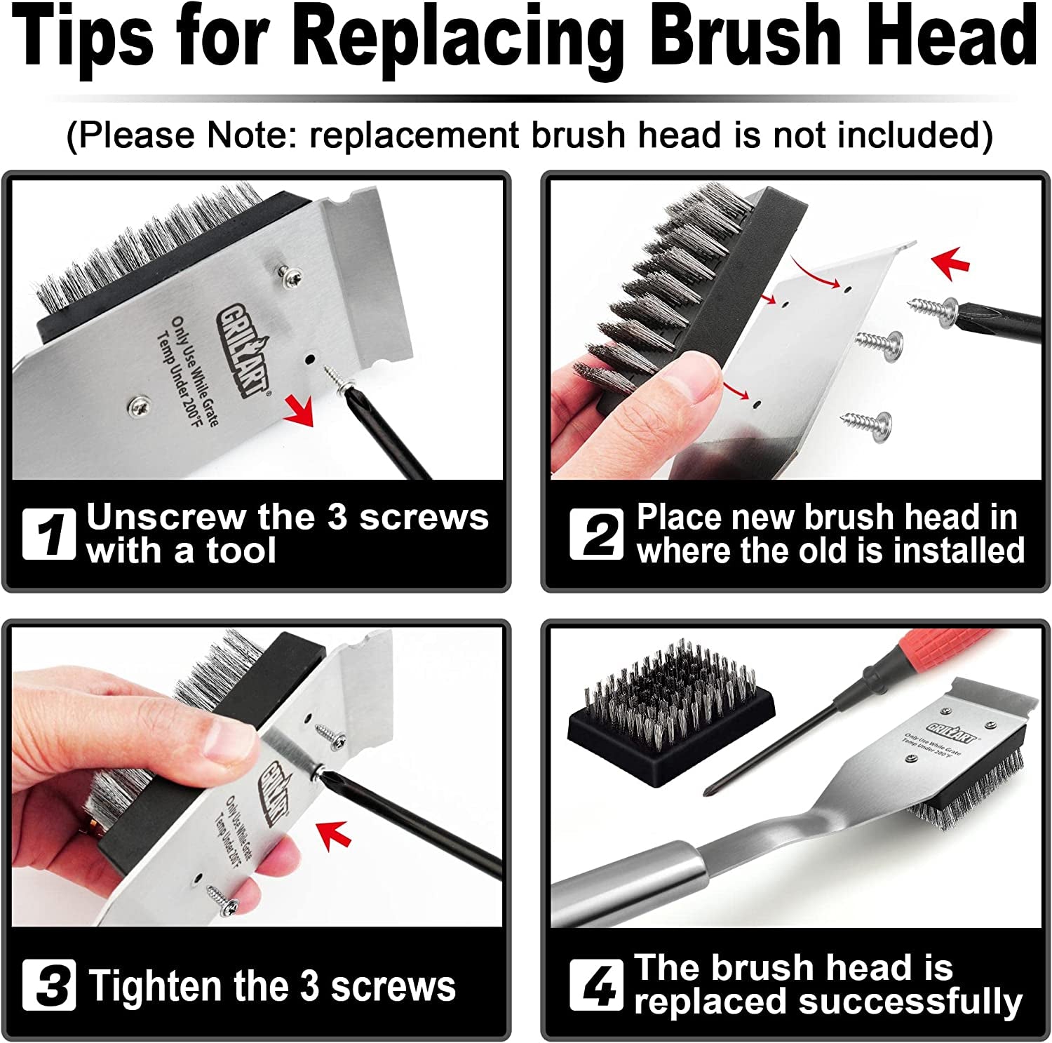 Grill Brush and Scraper, Wire BBQ Grill Brush for Outdoor Grill, 16.5” Grill Cleaning Brush BBQ Grill Accessories, Safe Grill Cleaner Brush-Ideal Gift for Men/Dad BBQ Brush for Grill Cleaning