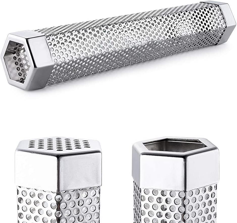 Pellet Smoker Tube for Grilling, 12 Inches Premium Stainless Steel BBQ Wood Pellet Tube Smoker for Gas Charcoal Electric Grill or Smokers, Hexagonal
