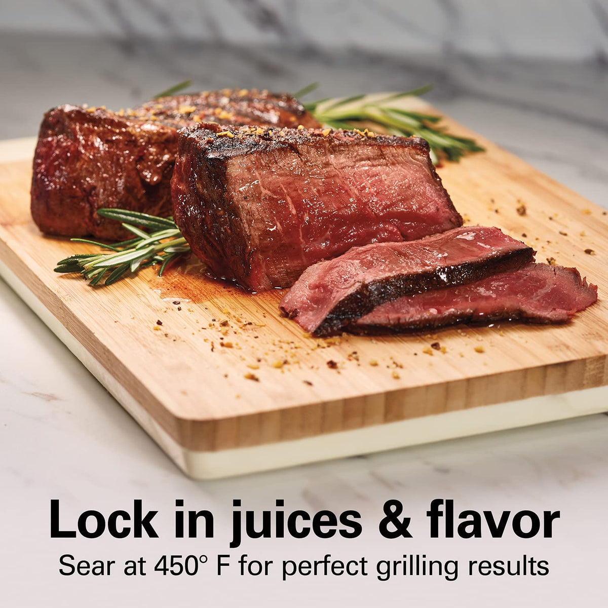 Electric Indoor Searing Grill with Viewing Window & Adjustable Temperature Control to 450F, 118 Sq. In. Surface Serves 6, Removable Nonstick Grate, Stainless Steel