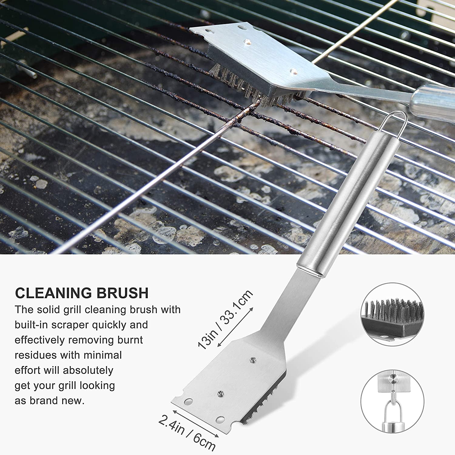 30PCS BBQ Grill Tools Set with Thermometer and Meat Injector. Extra Thick Steel Spatula, Fork& Tongs - Complete Grilling Accessories in Portable Bag - Perfect Grill Gifts for Men and Women