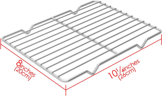 Linkidea Metal Grate Cooling Rack Pack of 2, Stainless Steel Baking Cooling Rack Rectangle 8'' X 10'', Oven Safe Grid Wire Racks for Roasting Disposable Pan