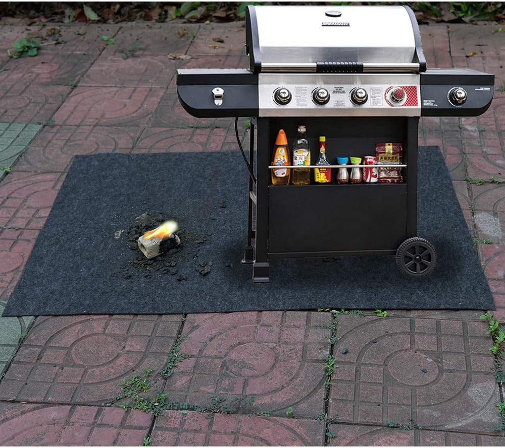 Under Grill Mats,Flame Retardant BBQ Grilling Gear for Gas,Absorbing Grill Pads,Durable Washable Floor Mat Protect Decks and Patios from Grease Splatter and Messes (Grill Mats 37.4Inches X 60Inches)