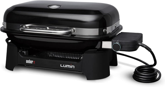 Lumin Compact Outdoor Electric Barbecue Grill, Black - Great Small Spaces Such as Patios, Balconies, and Decks, Portable and Convenient