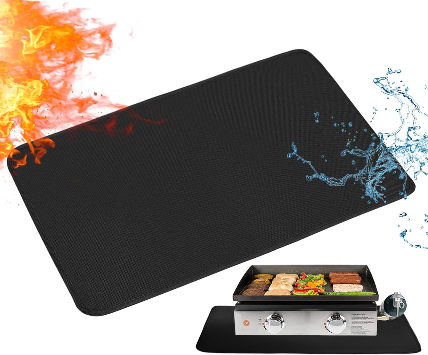 Heat Resistant Grill Mats for Outdoor Grill Fit Blackstone 17 & 22 Inch Griddle to Protect Your Prep Table and Outdoor Grill Table, Fire Proof & Water Proof & Oil Proof BBQ Mat