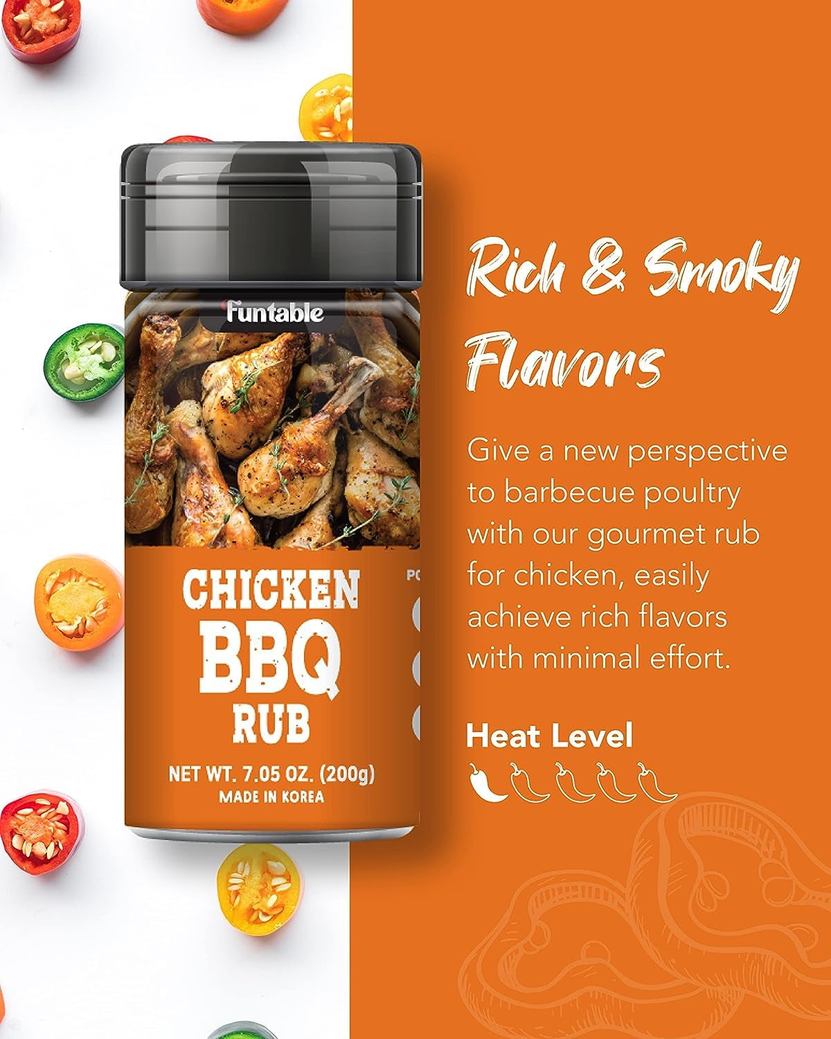 Chicken BBQ Spicy Rubs 4.93 OZ + Chicken BBQ Mild Rubs 7.05 OZ + Multi Purpose BBQ Spicy Rubs 5.64 OZ + Multi Purpose BBQ Rubs 5.64 OZ