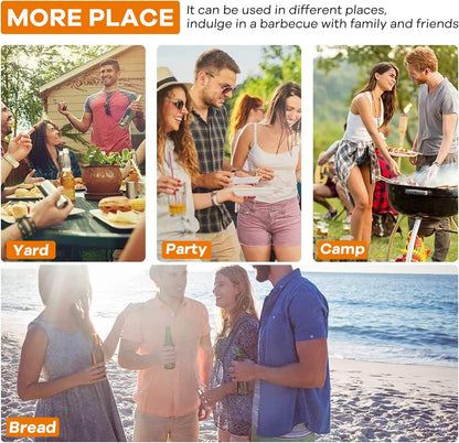 Charcoal Grills, MGHH Portable Charcoal Grill with 2 Wheels Side Fire Box, Small BBQ Oven Offset Smoker for 8-12 People Outdoor Patio Backyard, Camping Picnics