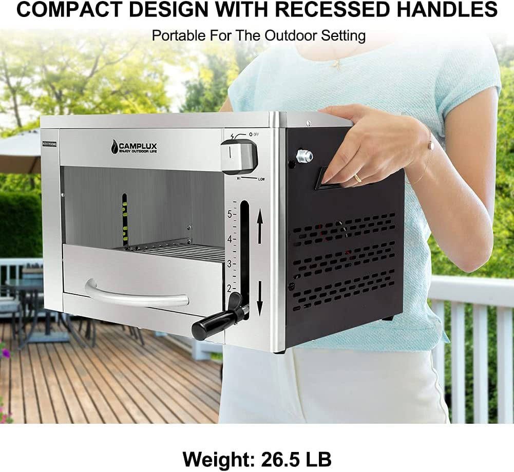 Propane Infrared Steak Grill, 1600℉ Fast Efficient Heating Outdoor Portable Gas Grill with Vertical Cooking, Stainless Steel Single Burner Propane Gas Grill, Perfect for Steak, Ribeyes, Picnic, BBQ