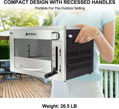 Propane Infrared Steak Grill, 1600℉ Fast Efficient Heating Outdoor Portable Gas Grill with Vertical Cooking, Stainless Steel Single Burner Propane Gas Grill, Perfect for Steak, Ribeyes, Picnic, BBQ