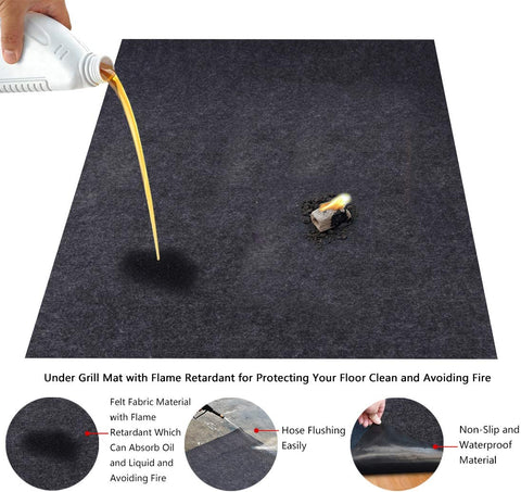 Image of Under the Grill Gear Flame Retardant Mats,Barbecue Grilling,Absorbing Oil Pads,Reusable Durable Washable Floor Mat Protect Decks ,Patios, Grease Splatter,Messes (Grill Mats:37.4Inches X 40Inches)