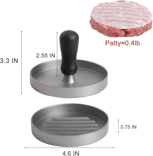 TACGEA Burger Press with 150 Patty Papers, Non-Stick Hamburger Patty Maker with Wax Paper, Aluminum Burger Maker for Kitchen BBQ Grill