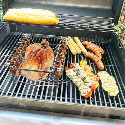 TAILGRILLER 3 in 1 Rib Racks & Chicken Leg Rack for Grill & Smoke, Foldable Roasting Rack, Roast up to 6 Large Ribs, 12 Chicken Leg, 1 Whole Chicken