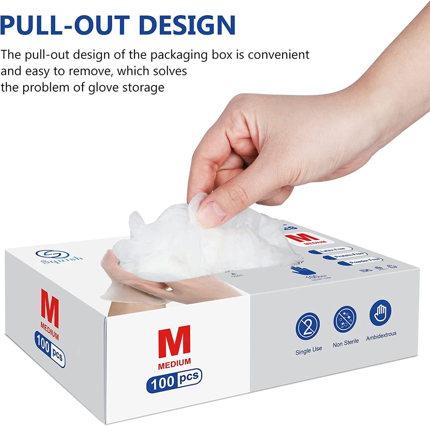 Disposable Gloves,  Clear Vinyl Gloves Latex Free Powder-Free Glove Health Gloves for Kitchen Cooking Food Handling, 100Pcs/Box, Medium