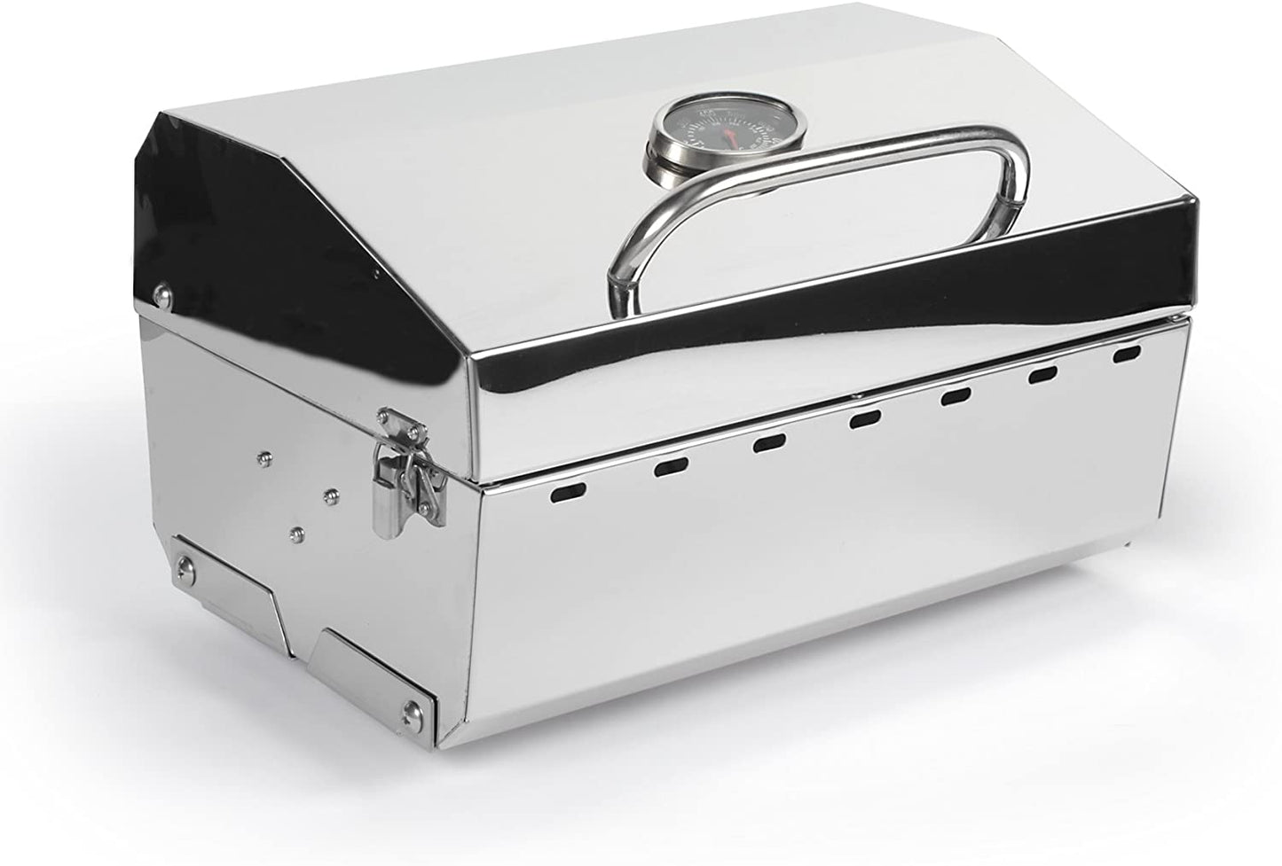 Stainless Steel Portable Propane Gas Grill, Convenient Size for Tailgating, Camping, RV, Picnicking, Home and Boats, Includes Storage Bag (125 Square Inches of Cooking Surface)