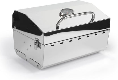 Stainless Steel Portable Propane Gas Grill, Convenient Size for Tailgating, Camping, RV, Picnicking, Home and Boats, Includes Storage Bag (125 Square Inches of Cooking Surface)