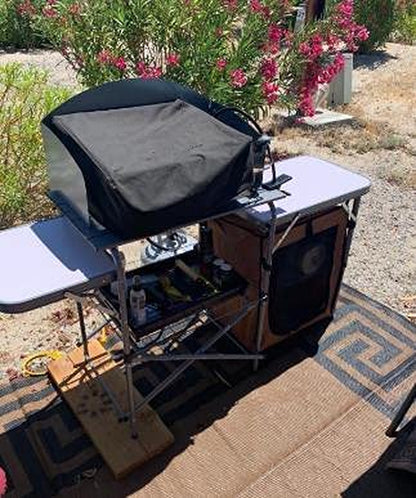 Heavy Duty Grill Cover for Blackstone 22Inch Tabletop Griddle with Hood and Also Fit for Coleman Roadtrip LX,LXX, LXE, 285 Camping Grills and Smoke Hollow 205 Grill,600D Heavy Duty Cover - Heighten