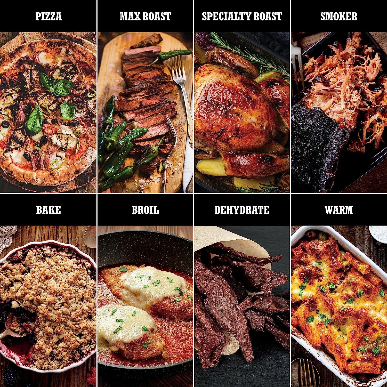 Woodfire Pizza Oven, 8-In-1 Outdoor Oven, 5 Pizza Settings,  Woodfire Technology, 700°F High Heat, BBQ Smoker, Wood Pellets, Pizza Stone, Electric Heat, Portable, Terracotta Red, OO101