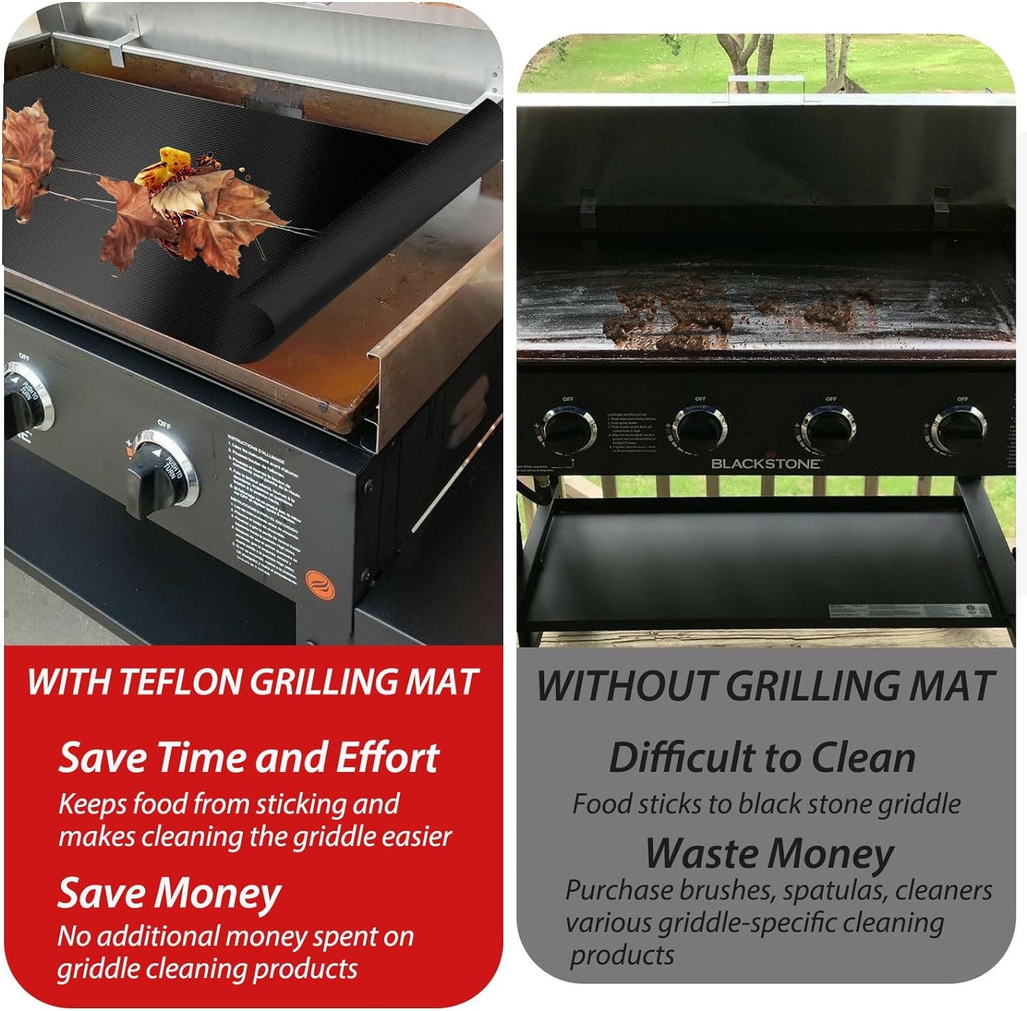 Ubeesize 2 Pack 100% Nonstick Grilling Mats for 36 Inch Blackstone Griddle, Resuable Cooking Mats for Grilling, BPA and PFOA Free Heavy Duty BBQ Grill Mats, Griddle Accessories Kit-36X21.25 Inch