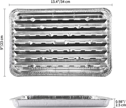 30-Pack Disposable Grill Toppers, Aluminum Foil Grill Pans with Holes, Grill Accessories for Barbecue, Outdoor Cooking and Camping