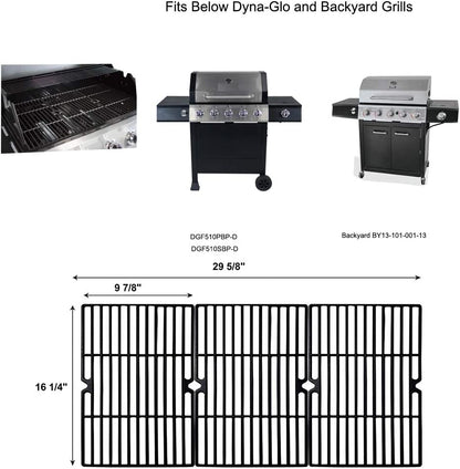 Grill Grates for Dyna Glo DGF510SBP Replacement Parts DGB515SDP DGB515SDP-D DGF510SSP 70-01-293, Backyard BY13-101-001-13 Grates, BHG Grill Parts BH13-101-099-01 BH14-101-099-01