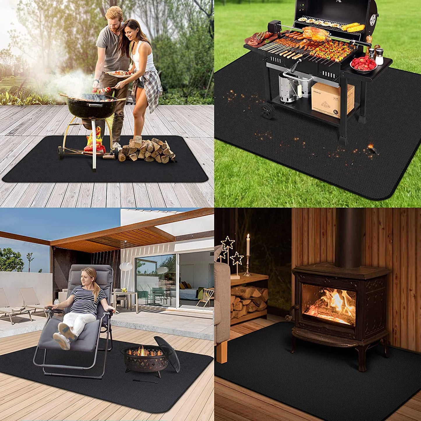 Thickened 60X36 Inch under Grill Mat for Outdoor Grill, Fireproof Mat for Lawn, Smokers, Gas Grills, Deck and Patio, Fireplace Mat Fire Pit Mat,Oil-Proof Waterproof Non-Slip BBQ Protector