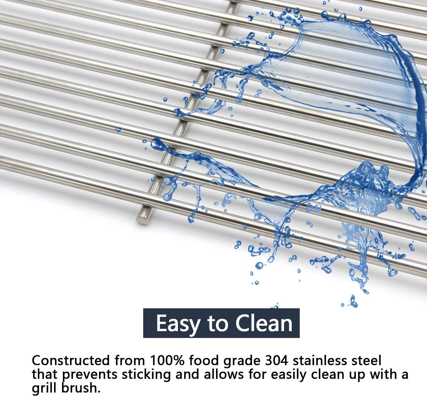 SUS304 Stainless Grill Grates 17 3/16 X 13 1/2 Inch Each for Grill Master 720-0697, Nexgrill and Uniflame Gas Grills, Set of 2 SCI812