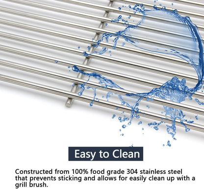 SUS304 Stainless Grill Grates 17 3/16 X 13 1/2 Inch Each for Grill Master 720-0697, Nexgrill and Uniflame Gas Grills, Set of 2 SCI812