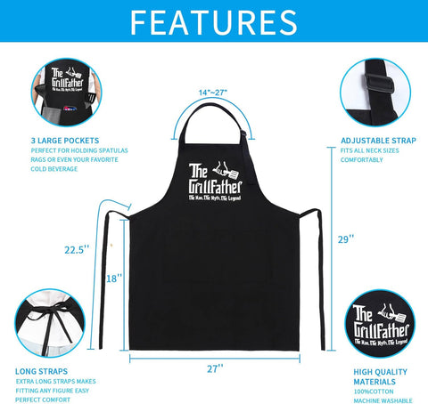 Image of Funny Aprons for Men Customized Funny Gifts for Men, Cooking Grilling BBQ Chef Apron, Gifts for Husband, Dad