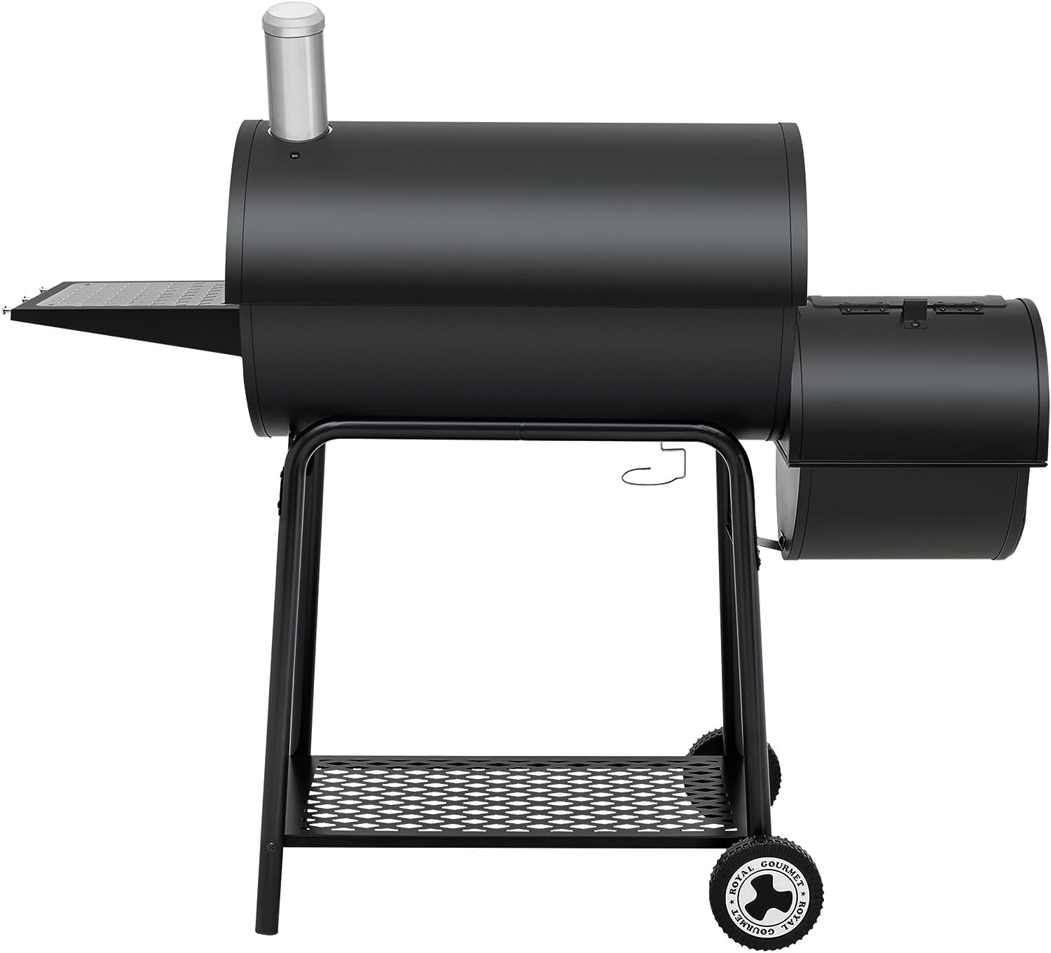 CC1830M 30-Inch Barrel Charcoal Grill with Offset Smoker, 811 Square Inches, Outdoor Backyard, Patio and Parties, Black, Large