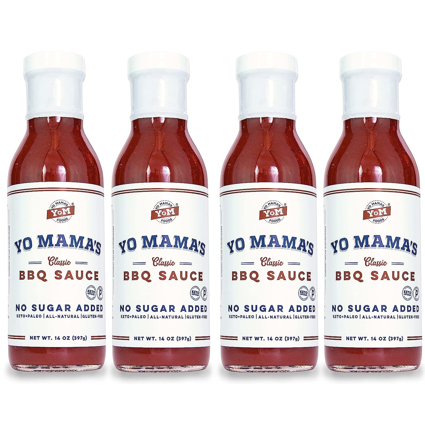 Keto Barbecue BBQ Sauce by Yo Mama'S Foods – (Pack of 4) - No Sugar Added, Low Carb, Vegan, Gluten Free, Paleo Friendly, and Made with Whole Non-Gmo Tomatoes!