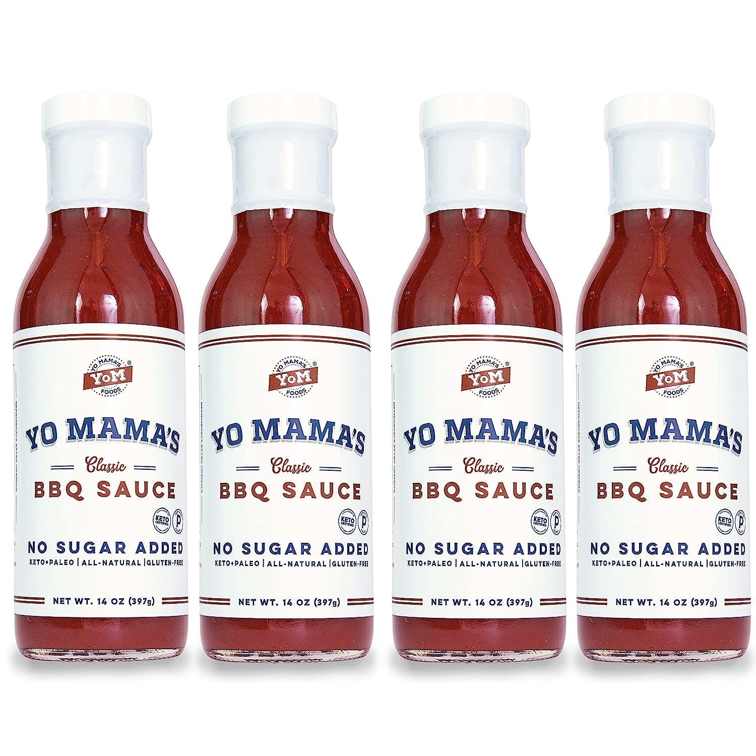 Keto Barbecue BBQ Sauce by Yo Mama'S Foods – (Pack of 4) - No Sugar Added, Low Carb, Vegan, Gluten Free, Paleo Friendly, and Made with Whole Non-Gmo Tomatoes!