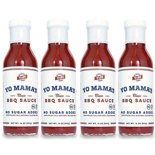 Keto Barbecue BBQ Sauce by Yo Mama'S Foods – (Pack of 4) - No Sugar Added, Low Carb, Vegan, Gluten Free, Paleo Friendly, and Made with Whole Non-Gmo Tomatoes!