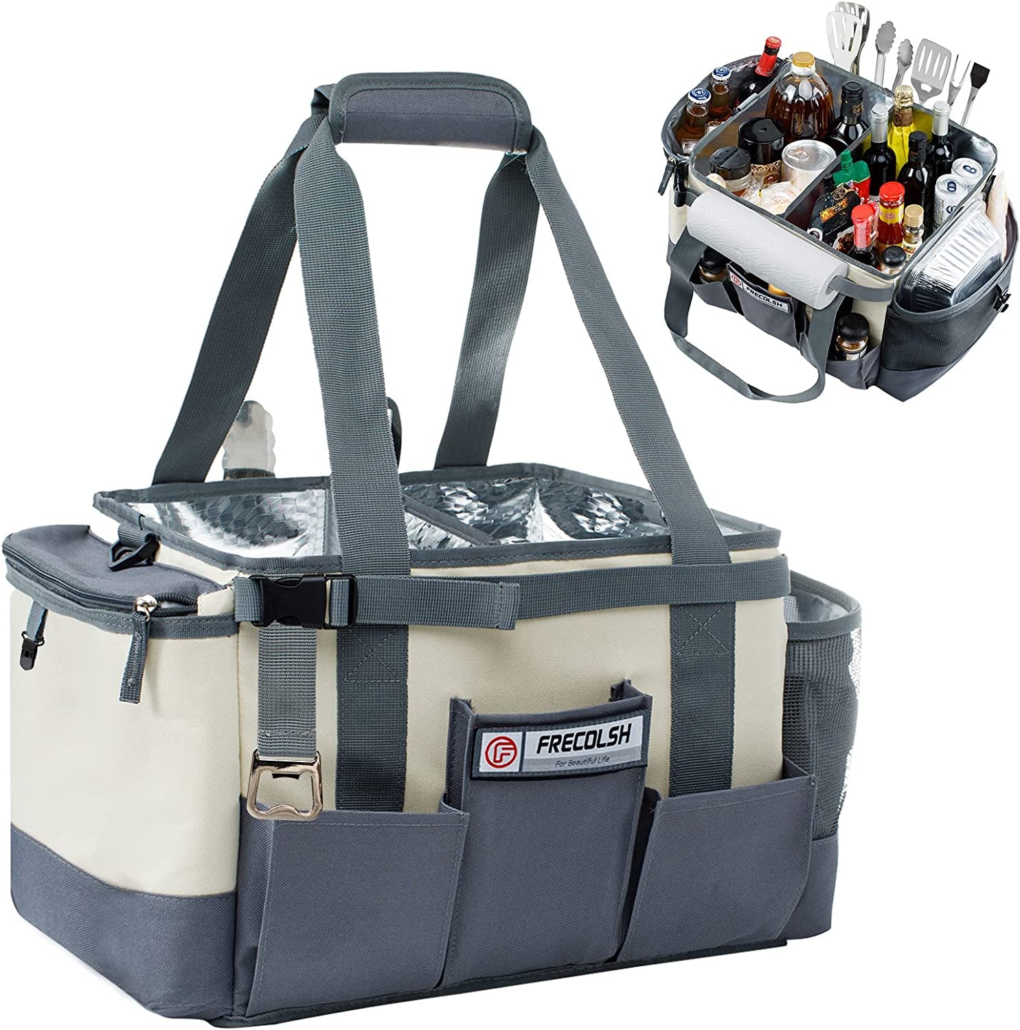 Large Grill Caddy-Bbq/Tailgating Accessories, Bbq/Camping Caddy -Blackstone Grill Condiment Holder-Camping Gear-Grilling Bag-Camper Must Have Bag - Grilling Gifts for Men, Father'S Day