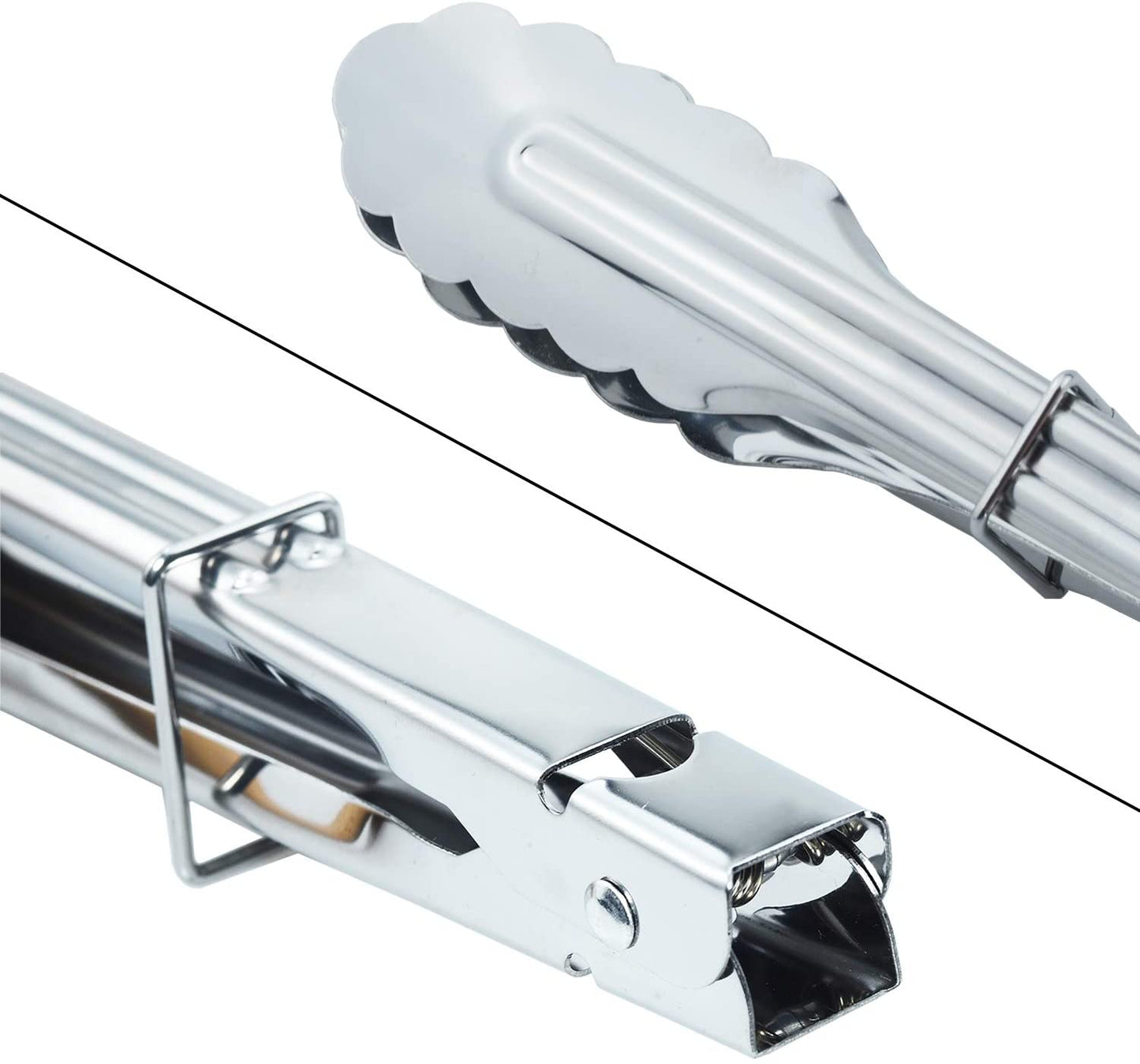 Stainless Steel Utility Food Tongs Set Kitchen Metal Tongs for Cooking Grilling Barbecue BBQ and Serving Salad (9 12 Inch 4 Pieces)