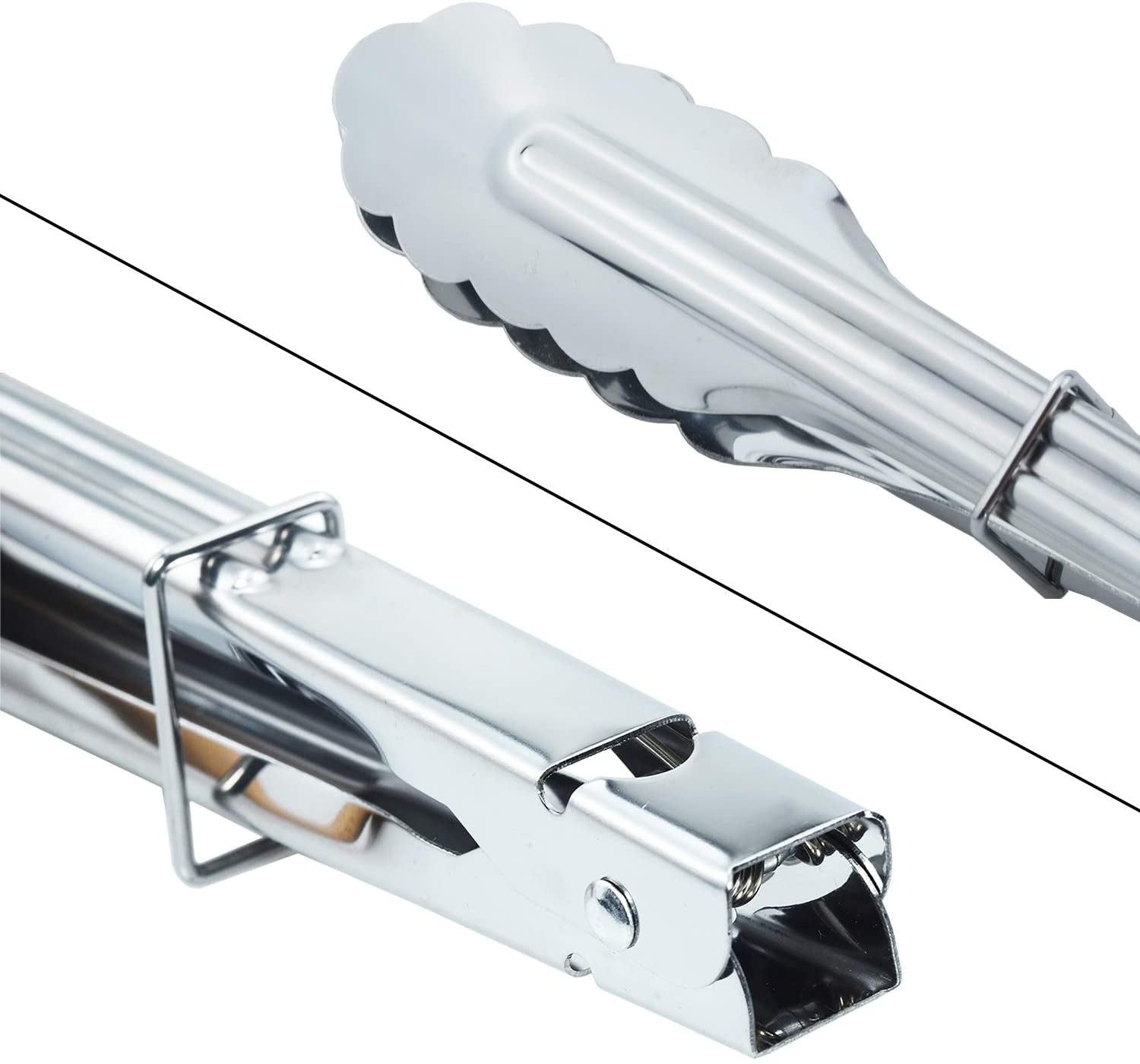 Stainless Steel Utility Food Tongs Set Kitchen Metal Tongs for Cooking Grilling Barbecue BBQ and Serving Salad (9 12 Inch 4 Pieces)