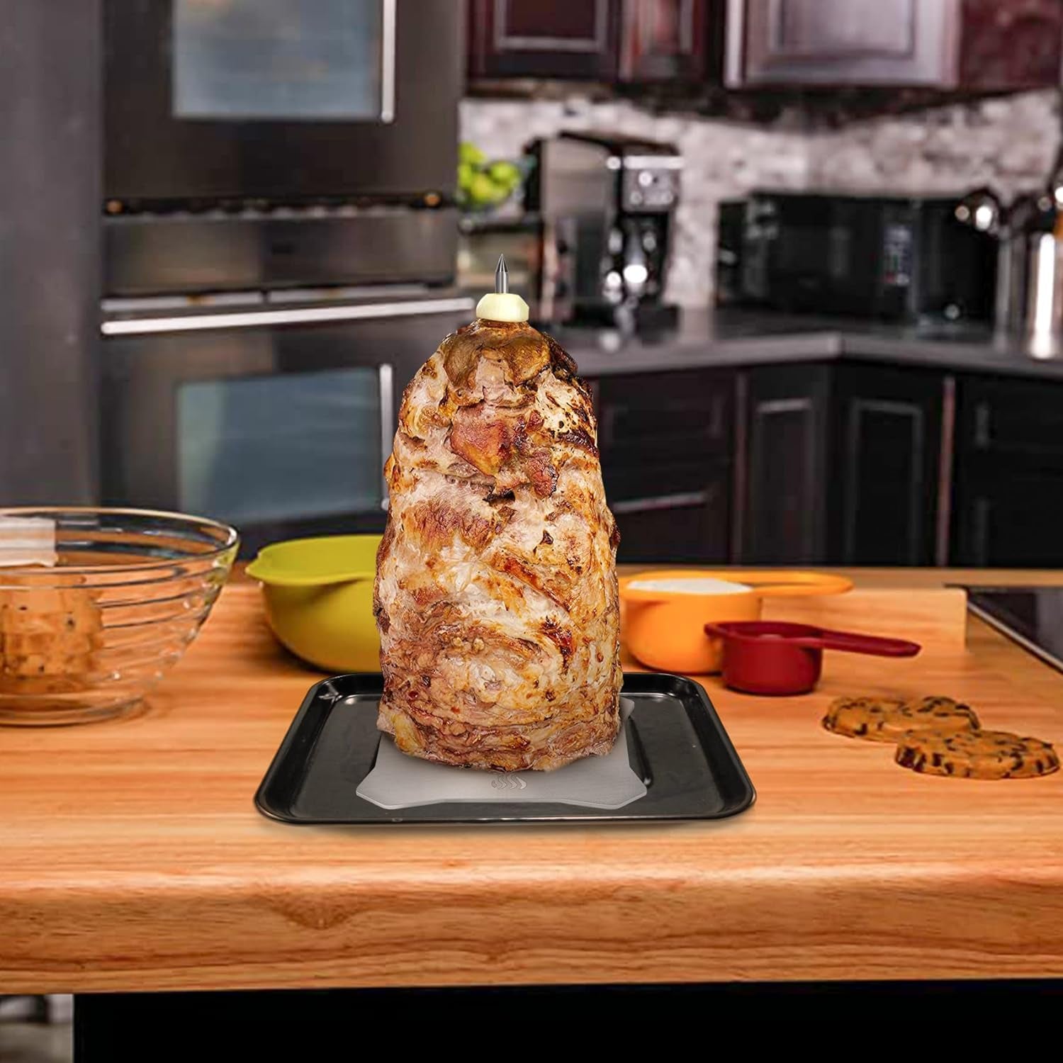 Onlyfire Brazilian BBQ Skewer, Stainless Steel Vertical Meat Spit Stand for Barbecue Grill, Great for Tacos Al Pastor, Shawarma, Brazilian Churrasco