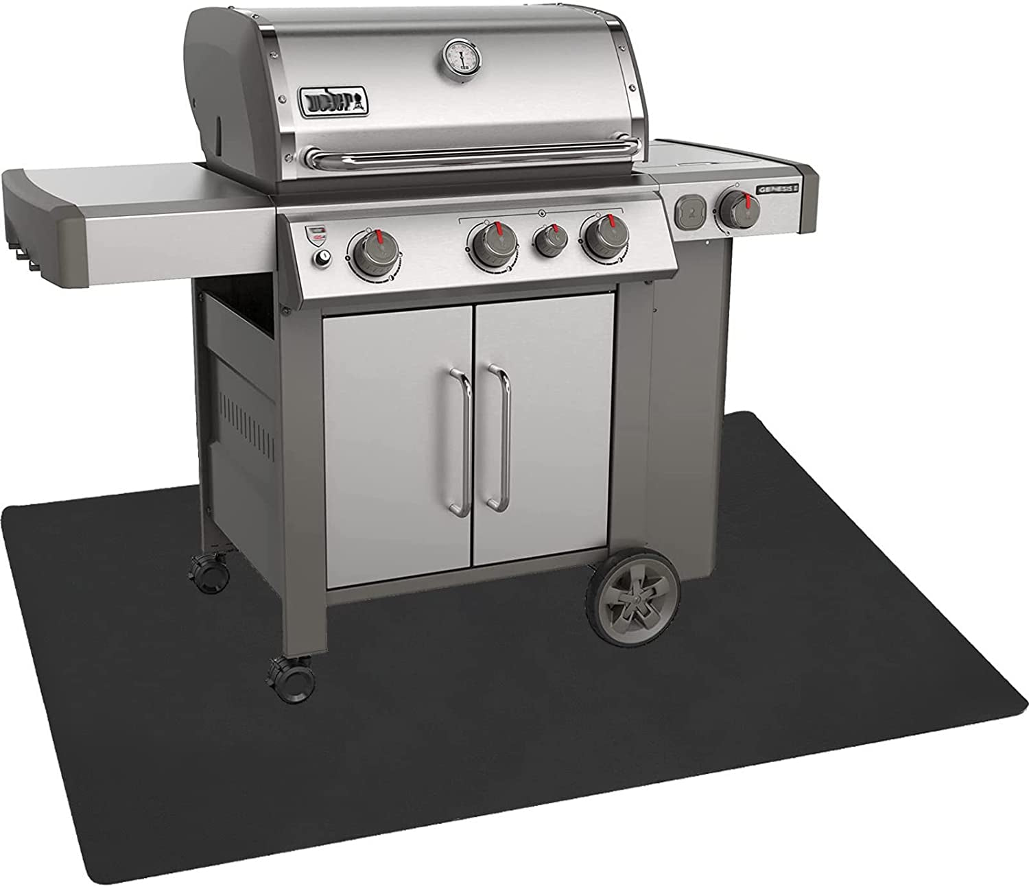under Grill Mat, 40 X 60 Inches Absorbent Oil Pad Protects Decks and Patios, Reusable and Waterproof, Black