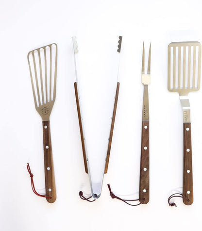 Premier 20" Walnut 4-Piece Deluxe BBQ Set
