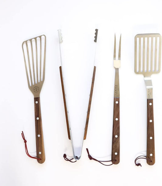 Premier 20" Walnut 4-Piece Deluxe BBQ Set