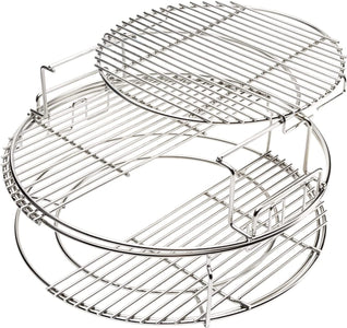 BBQ Expander Rack Kit, Big Green Egg Grill Accessories Large - Includes 2-Piece Multi-Function Rack, 1-Piece Conveggtor Basket, 2 Half-Moon Grids, Heavy-Duty Stainless