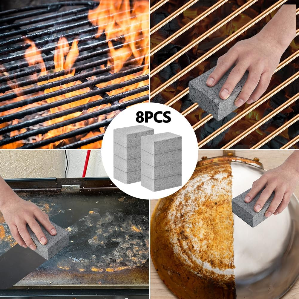 18Pcs Griddle Cleaning Kit for Blackstone, Heavy Duty Flat Top Grill Cleaning Kit, Include Handle, Cleaning Bricks, Scrubber Brush, Scouring Pads, Griddle Grill Scraper, Blackstone Cleaner for Griddle