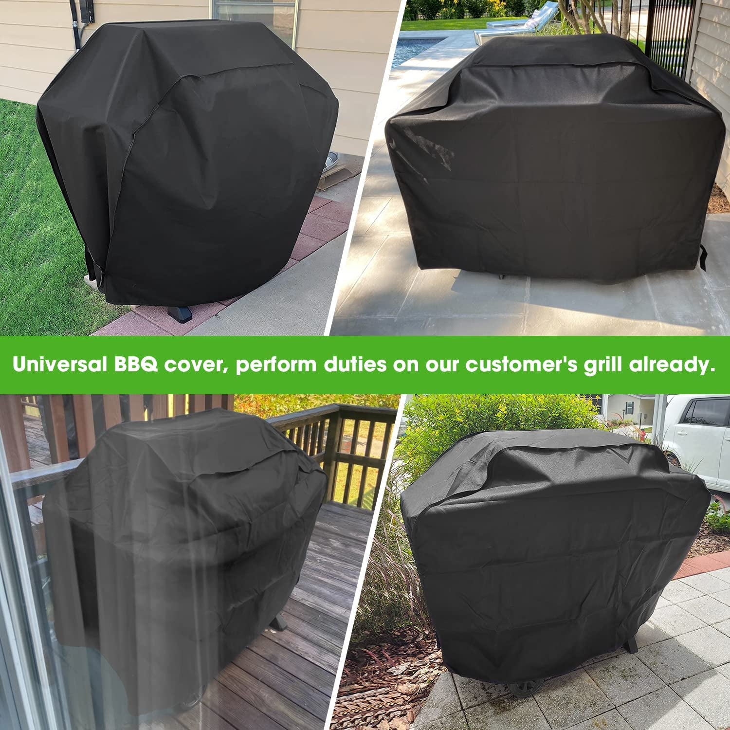 Grill Cover 50-Inch, Heavy Duty Waterproof Gas Grill Cover, Outdoor Fade Resistant Small BBQ Cover, All Weather Protection Barbecue Cover with Adjustable Straps, 50''W X 22''D X 40''H, Black